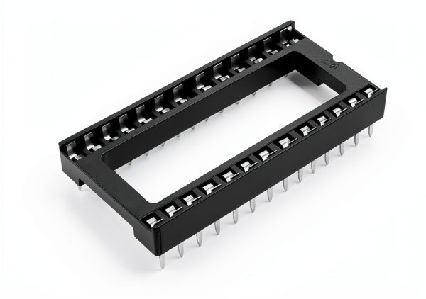 uxcell 25pcs DIP IC Chip Socket Adaptor Solder Type 2.54mm Pitch Dual Row 28 Flat Pin 15.24mm Row Pitch-2