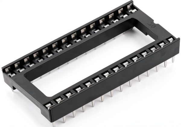 uxcell 25pcs DIP IC Chip Socket Adaptor Solder Type 2.54mm Pitch Dual Row 28 Flat Pin 15.24mm Row Pitch-0