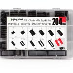 204pcs 11 Types DIP IC Socket Kit 2.54mm 0.1" Pitch 6 8 14 16 18 20 24 24Wide 28 28Wide 40 Pin DIP IC Socket Solder Type Adaptor Assortment Kits-0