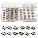 60PCS Micro USB Port Replacement Micro USB Port Kit Female Sockets Connector Repair Replacement Adapter Assortment Set Jack Plug Connector Part for Soldering Repair DIP SMT-0