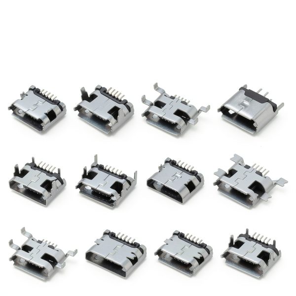60PCS Micro USB Port Replacement Micro USB Port Kit Female Sockets Connector Repair Replacement Adapter Assortment Set Jack Plug Connector Part for Soldering Repair DIP SMT-5