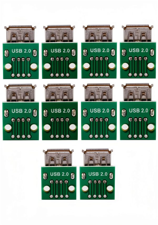 USB Type A Female Board 10Pcs Walfront 2.54mm 4‑Pin DIP Socket-0