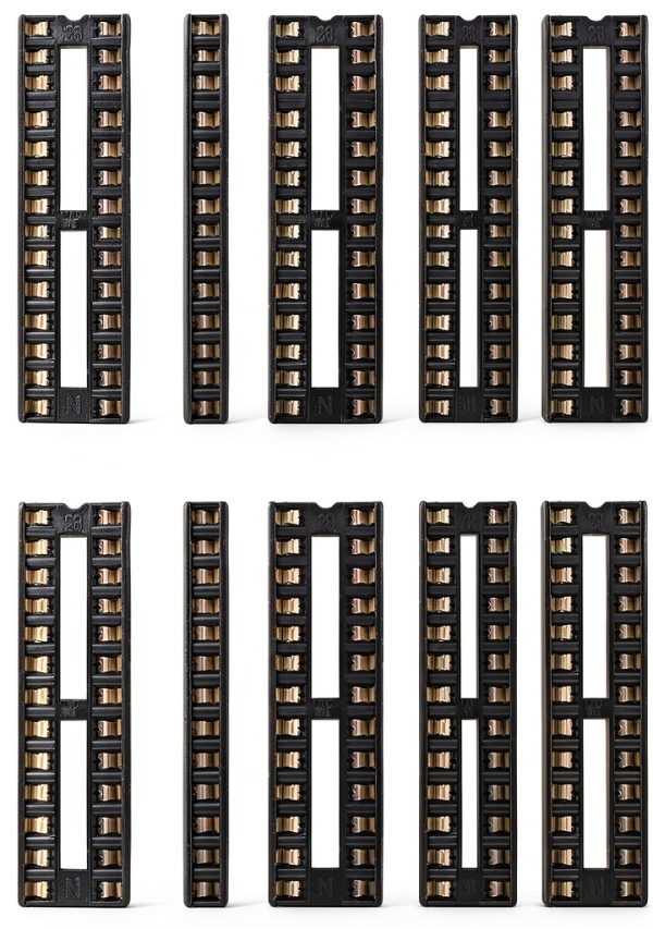whiteeeen 10pcs DIP28 IC Socket 28‑Pin 0.3" Solder Tail for ATmega328P-0