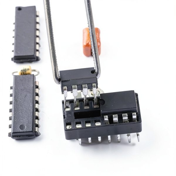 uxcell 25pcs DIP IC Chip Socket Adaptor Solder Type 2.54mm Pitch Dual Row 28 Flat Pin 15.24mm Row Pitch-5