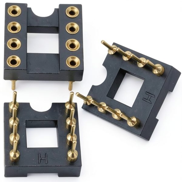 10PCS Fully Gold Plated DIP IC Chip Socket Adapter 2 Rows of 8 Round Pin Soldering 7.6mm Line Spacing Operational Amplifier Socket Integrated Circuits for PCB Board Electronic Component-2
