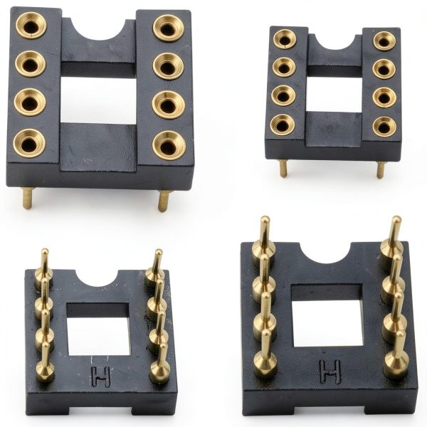 10PCS Fully Gold Plated DIP IC Chip Socket Adapter 2 Rows of 8 Round Pin Soldering 7.6mm Line Spacing Operational Amplifier Socket Integrated Circuits for PCB Board Electronic Component-1
