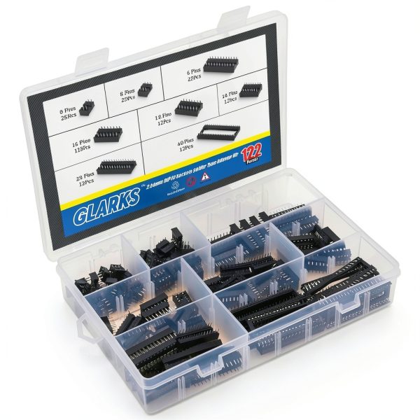 Glarks 122pcs 2.54mm Pitch DIP IC Socket Kit – 6 to 40 Pin Assortment-4
