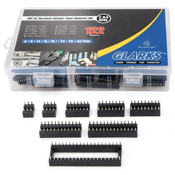 Glarks 122pcs 2.54mm Pitch DIP IC Socket Kit – 6 to 40 Pin Assortment-2