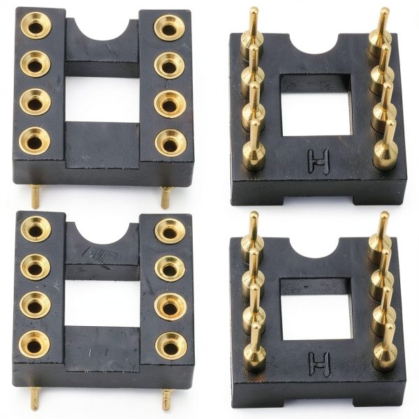 10PCS Fully Gold Plated DIP IC Chip Socket Adapter 2 Rows of 8 Round Pin Soldering 7.6mm Line Spacing Operational Amplifier Socket Integrated Circuits for PCB Board Electronic Component-3