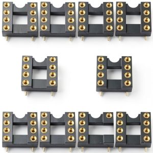 10PCS Fully Gold Plated DIP IC Chip Socket Adapter 2 Rows of 8 Round Pin Soldering 7.6mm Line Spacing Operational Amplifier Socket Integrated Circuits for PCB Board Electronic Component-0